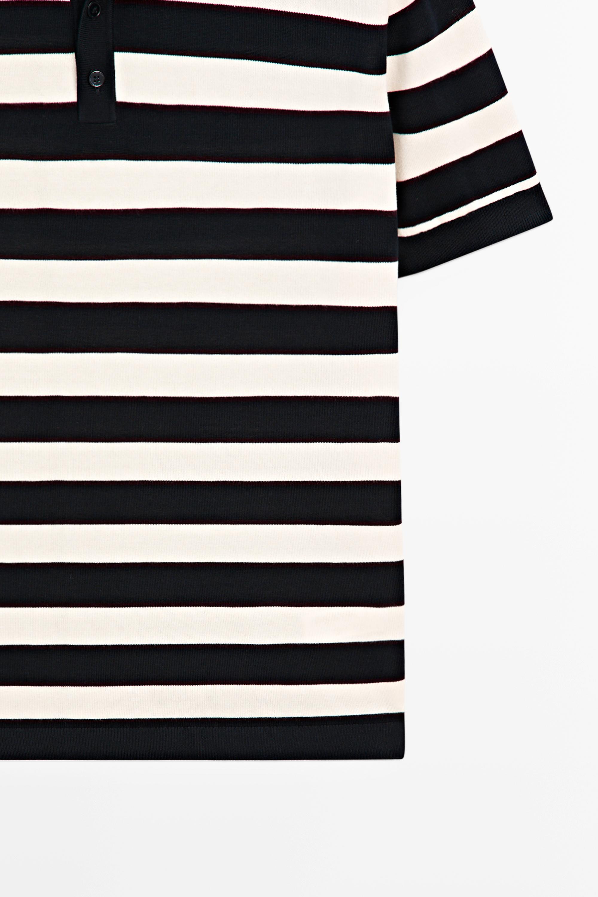 100% cotton striped knit polo shirt